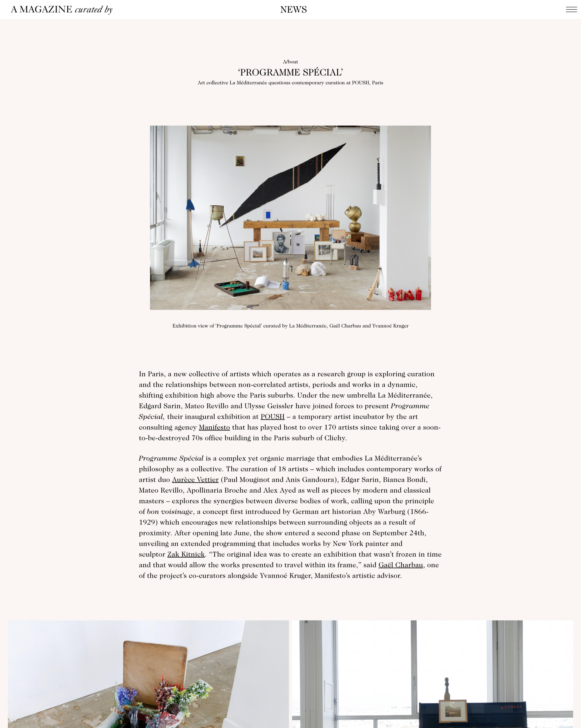 La Méditerranée가 선보이는 "Programme Spécial" — 매거진 커버, A Magazine Curated By 발행, 2020, Maxime Der Nahabédian 작성