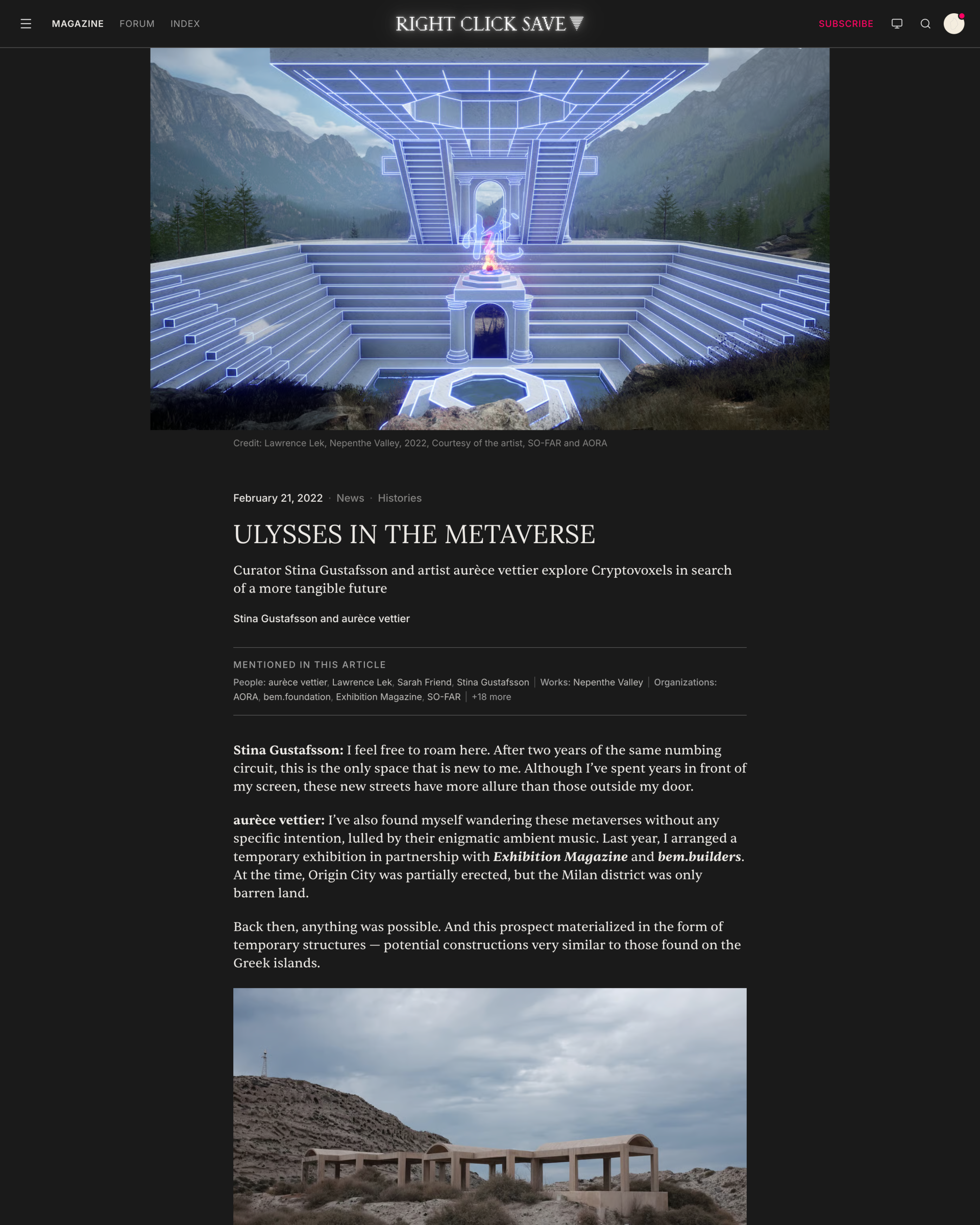 Ulysses in the Metaverse — magazine cover, published by RightClickSave, 2022, written by Stina Gustafsson
