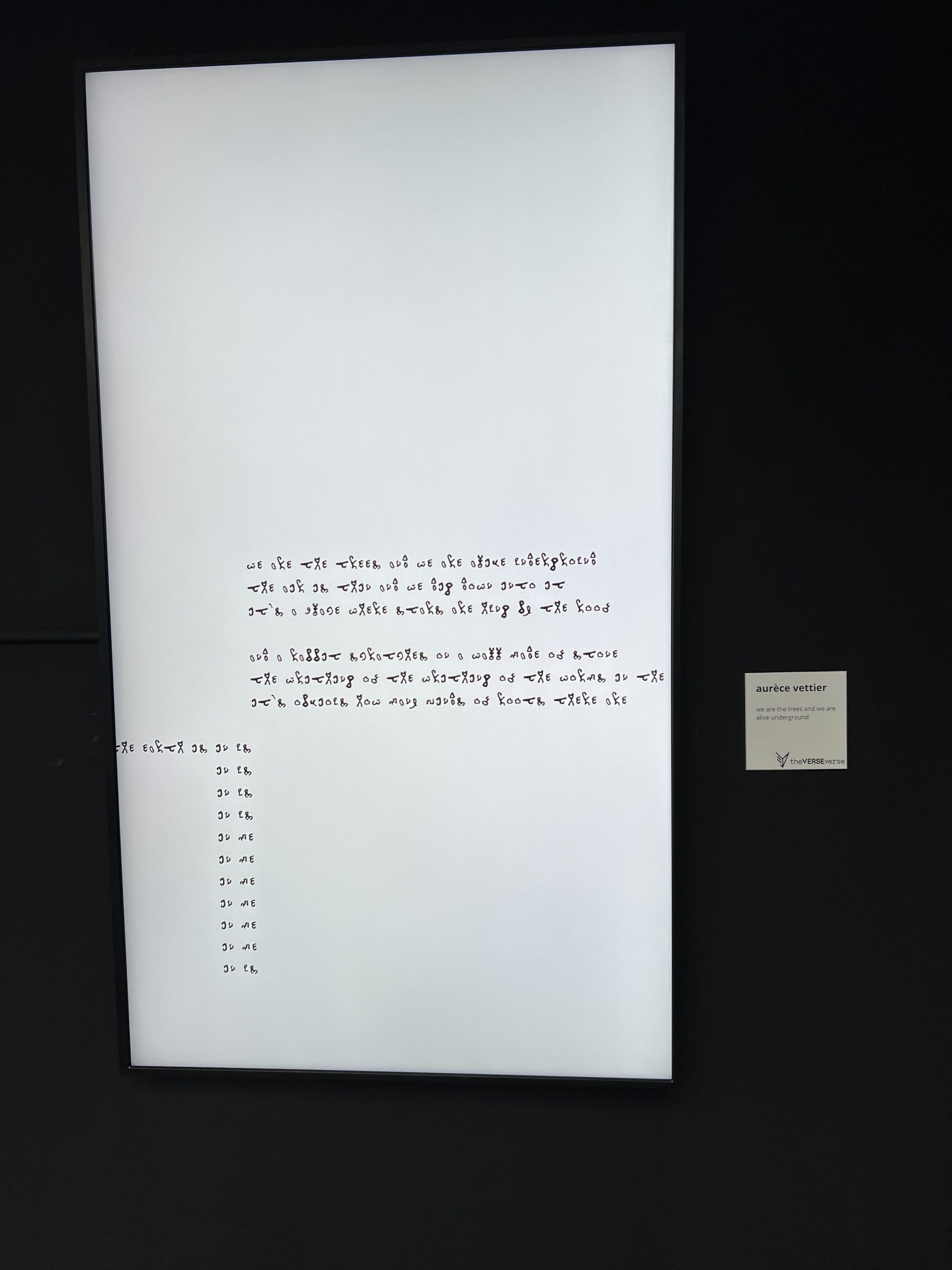 منظر من المعرض "قصيدة = عمل فني"، معرض أقيم في غاليري SuperRare بالتعاون مع theVERSEverse، نيويورك، 2022