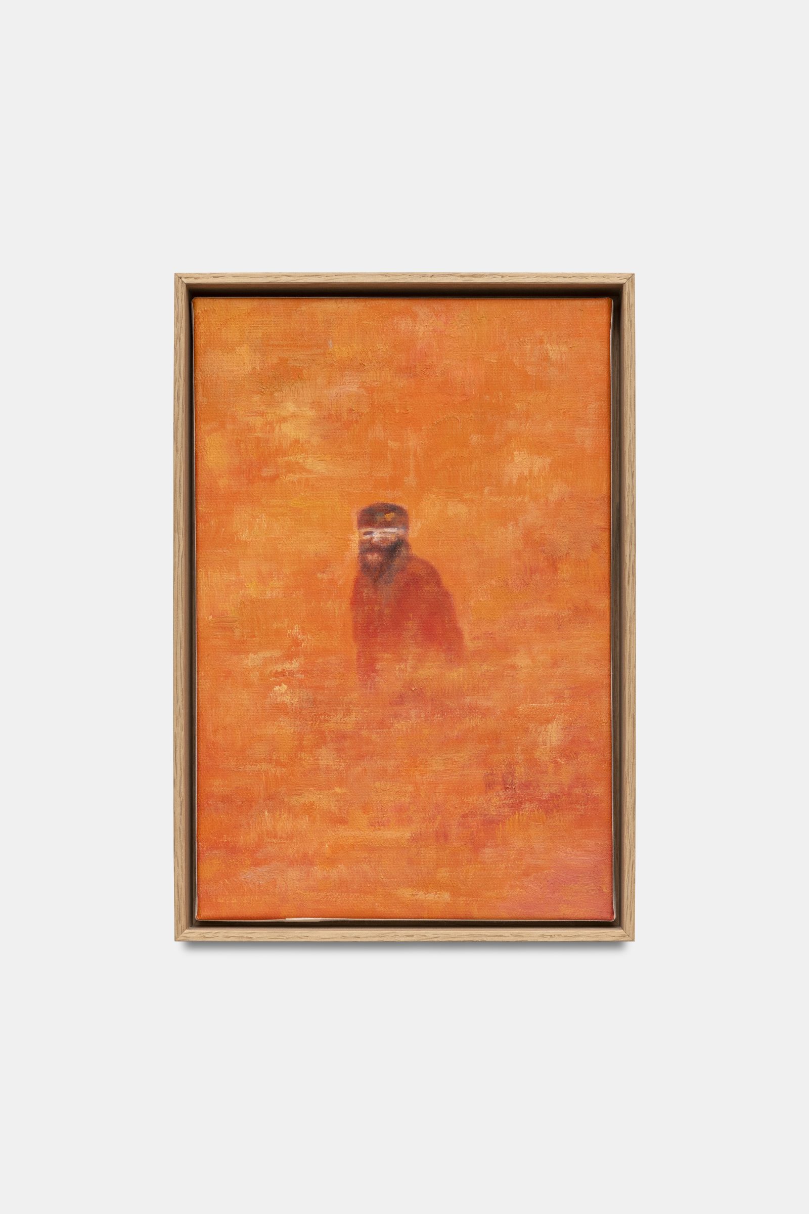 Kalash Criminel emerging from a Rothko painting, Oil on canvas from an AI-generated image, oak frame, gold leaf, 30 x 20 cm, 2021, from the Circular Ruins series